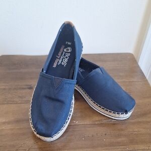 Skechers BOBS Flexpadrille – Navy Canvas Espadrille Slip-Ons Size W6.5